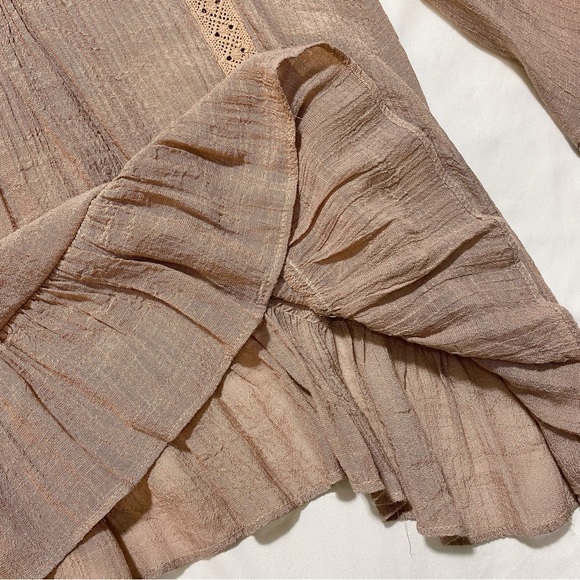 Double Zero Mauve Top / Cold Shoulder, Boho, Tie Front - Picture 3 of 5